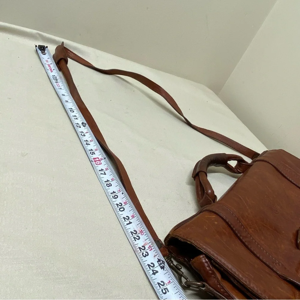 Italian Vintage Leather Brown Messenger Bag , Rare